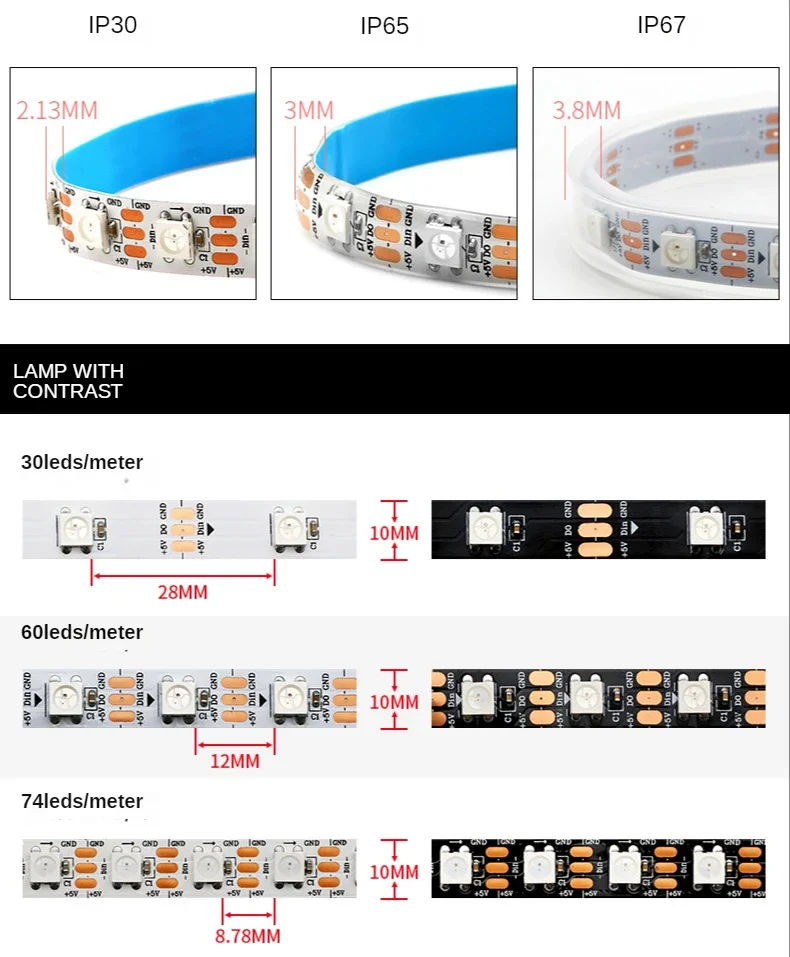 WS2812B Smart Led Strip Light  - Ws2812B Strip 5V 评论和价格