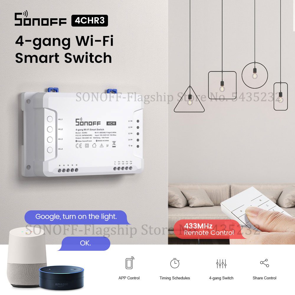 Itead SONOFF 4CH R3 Wifi Wirel - Relay Module 1 Channel 评论和价格