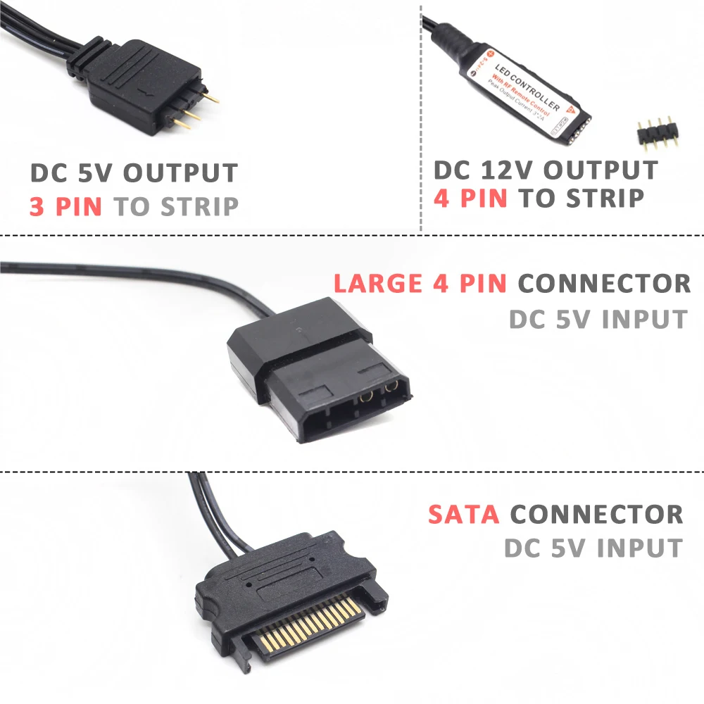 SATA Molex RGB Controller 5V 3 - Ws2812B Strip 5V 评论和价格