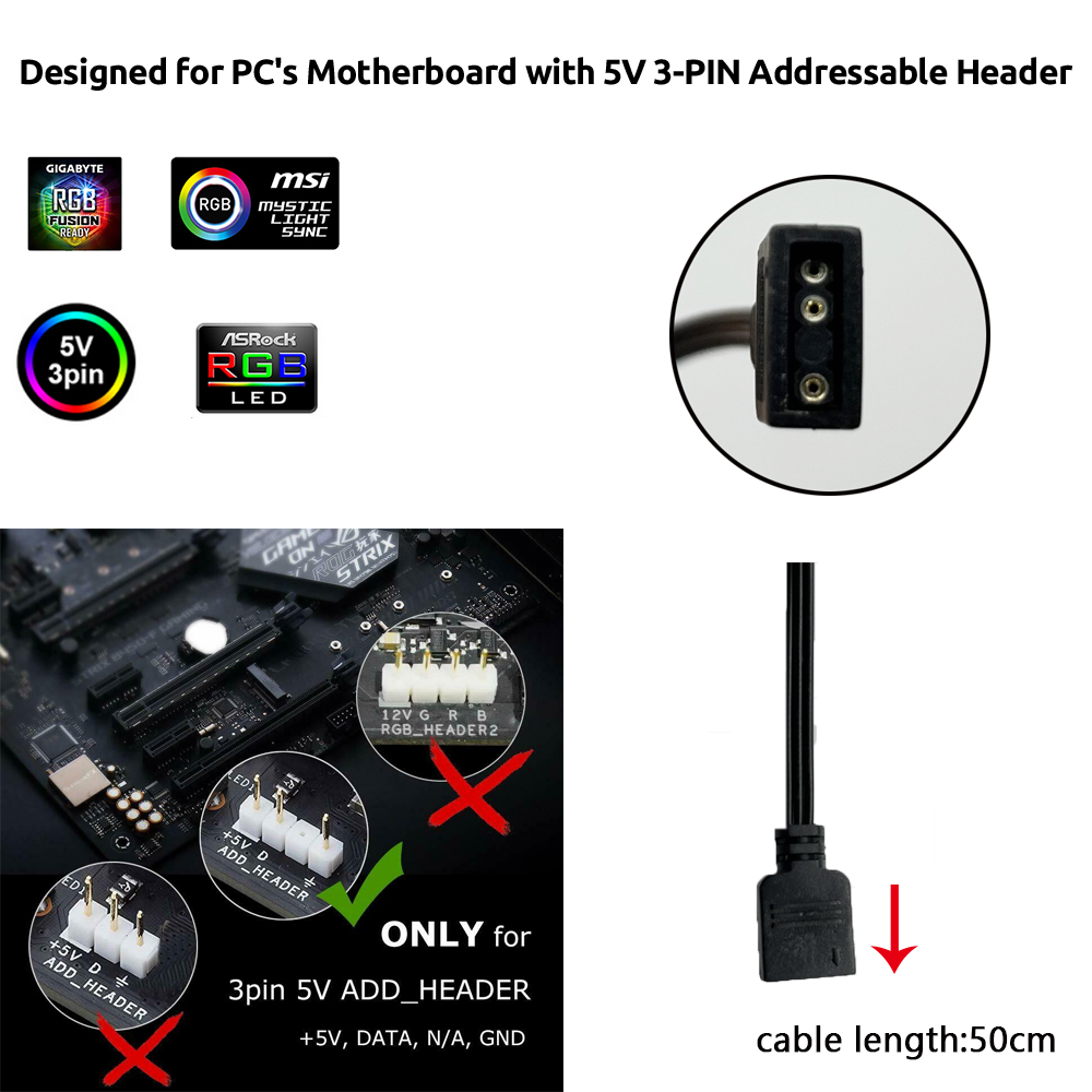5V ARGB 3Pin Header for Asus A - Ws2812B 评论和价格